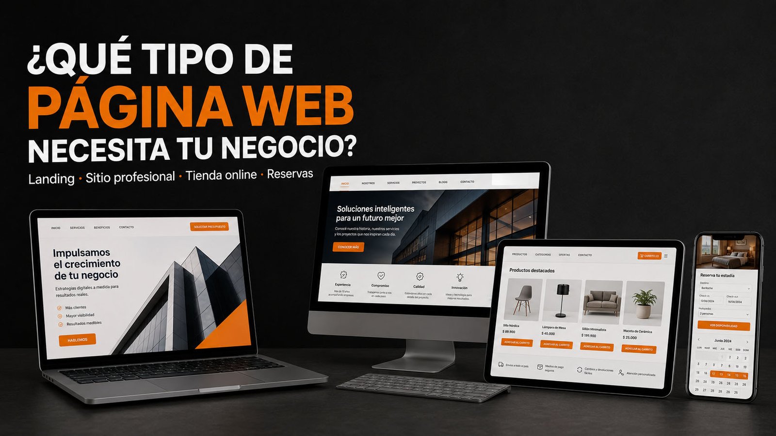 Comerciante comparando diferentes tipos de páginas web para elegir la opción adecuada para su negocio