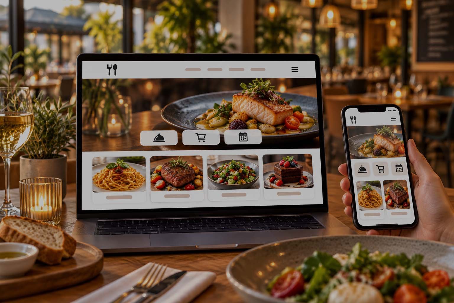 Página web moderna para restaurante con menú online, pedidos y reservas