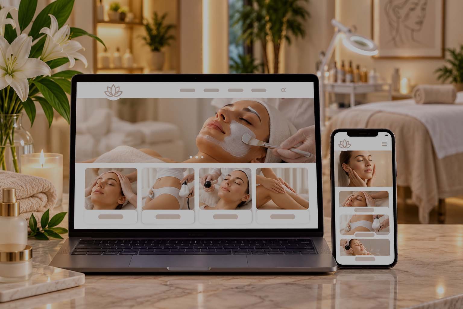Página web moderna para centro de estética con tratamientos, buscador y reserva de turnos online  Título SEO