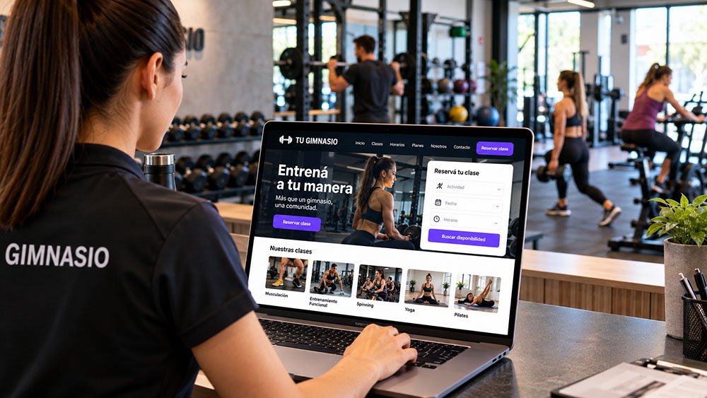 Página web para gimnasios con sistema online de reservas, horarios y clases.